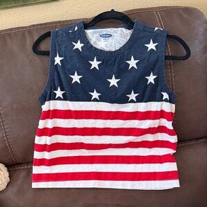 Old Navy Patriotic Star & Stripe Crop Tank - Navy Red White